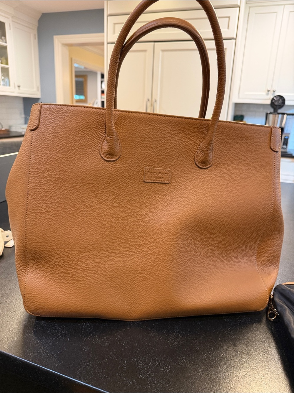 Pom Pom London Camden Pebbled Leather Tote Bag in Maple